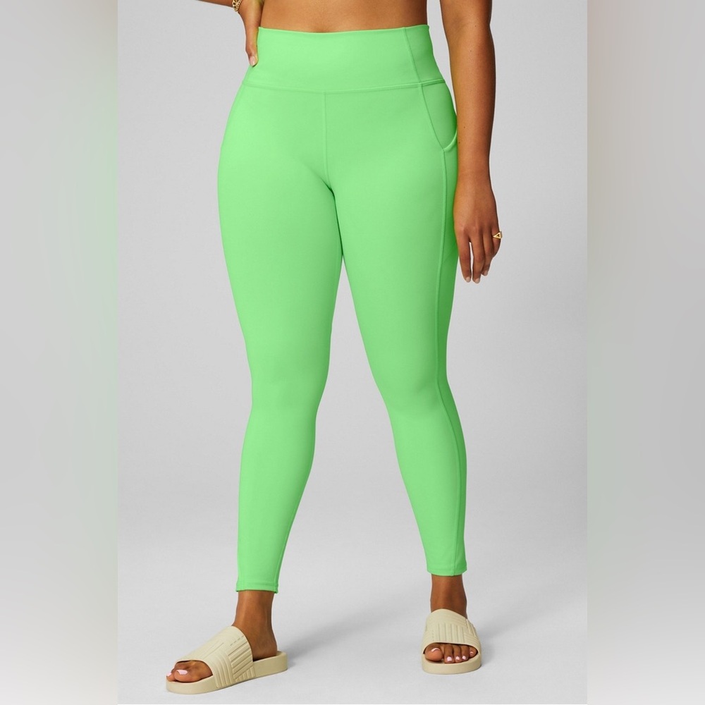 Fabletics Oasis High-Waisted Twist Leggings - Neon Lime - Small-Missing size tag